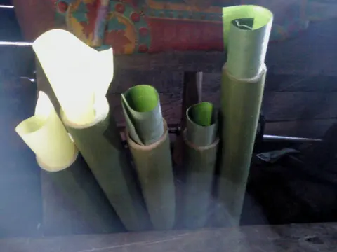 Bamboo is ready to fill with sticky rice